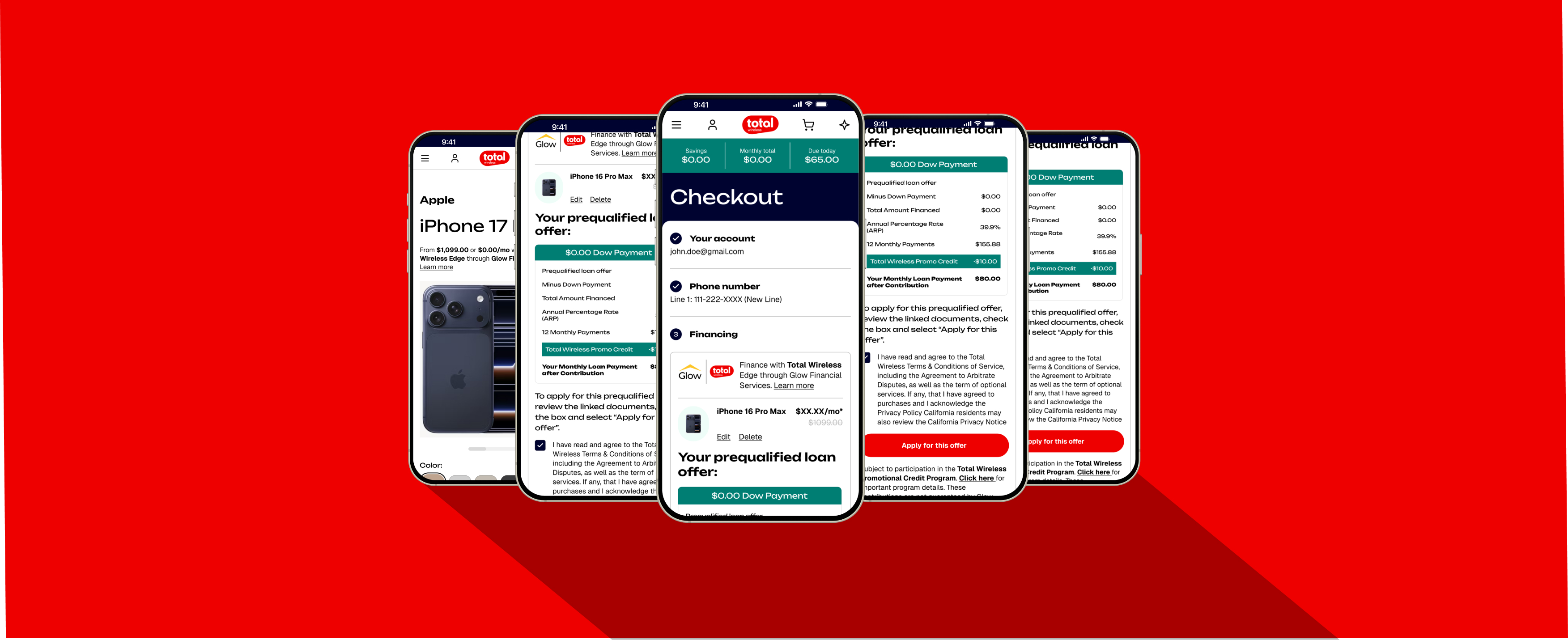 Glow financing hero screens